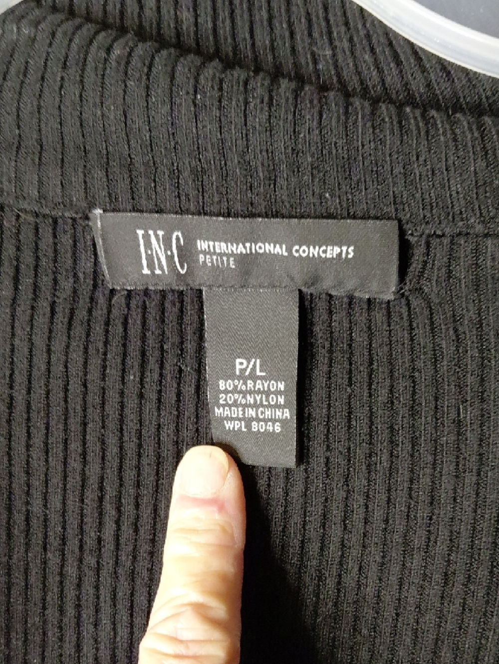 INC International Concepts Black Ribbed Cowlneck Sweater - Picture 3 of 4